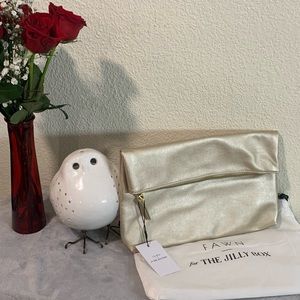 The Jilly Box Fawn Design Gold Foldover Clutch